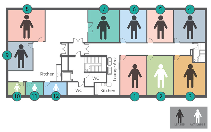 Second floor offices-to-rent floor plan